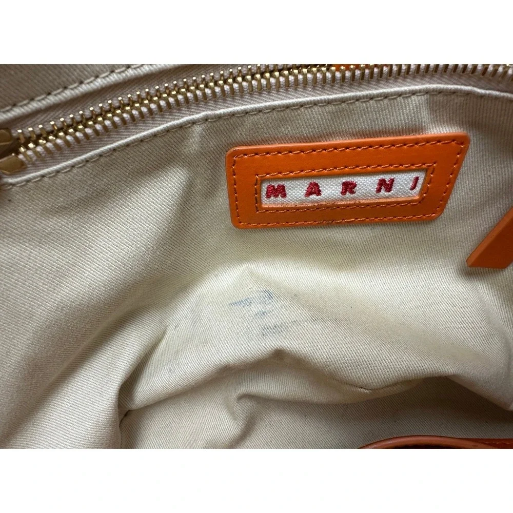 Marni Tropicalia Basket bag 2WAY Shoulder‎ Orange Raffia Leather Tote Used